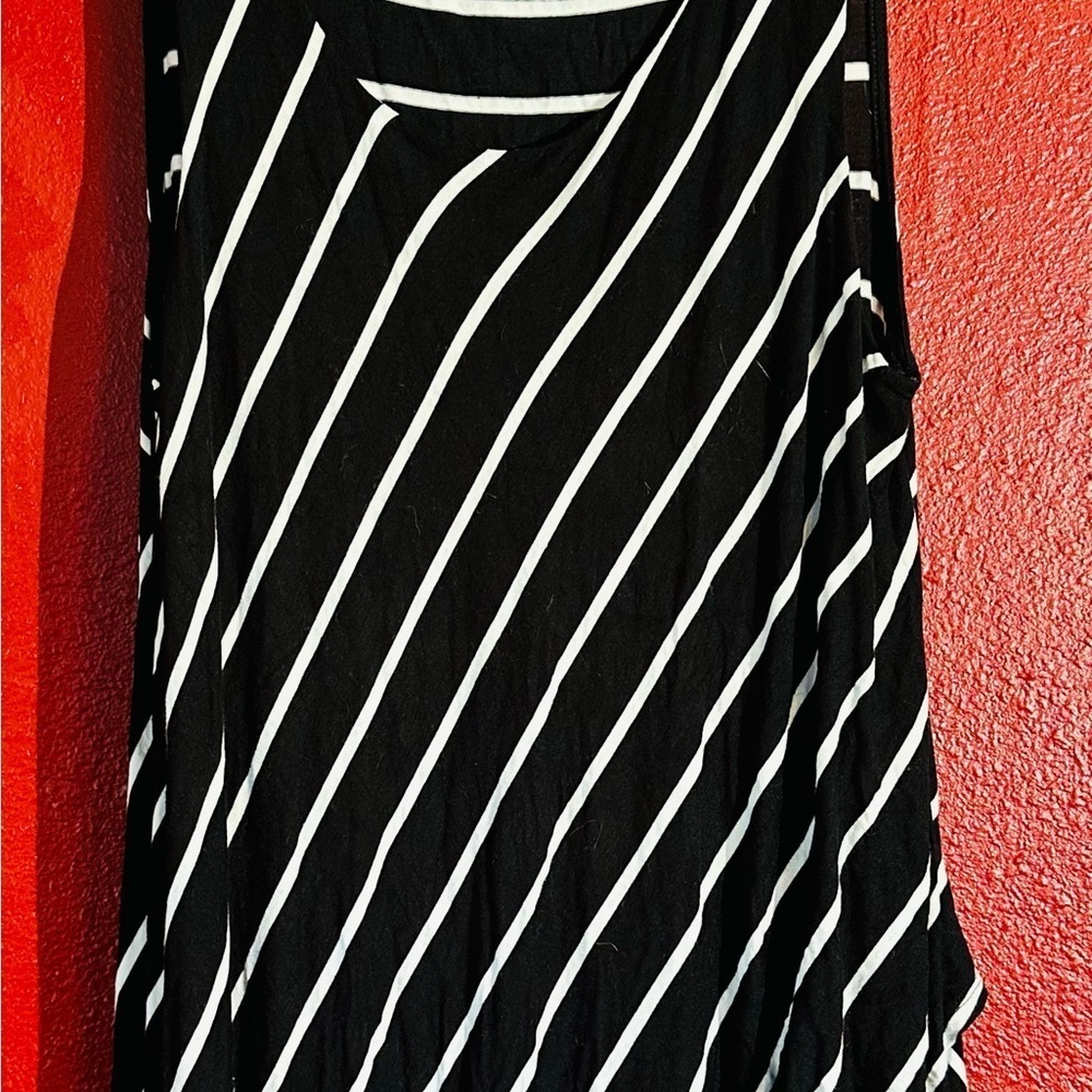 Apt. 9 Black And White Striped Sleeveless Wrap Detailed, Size 1X
